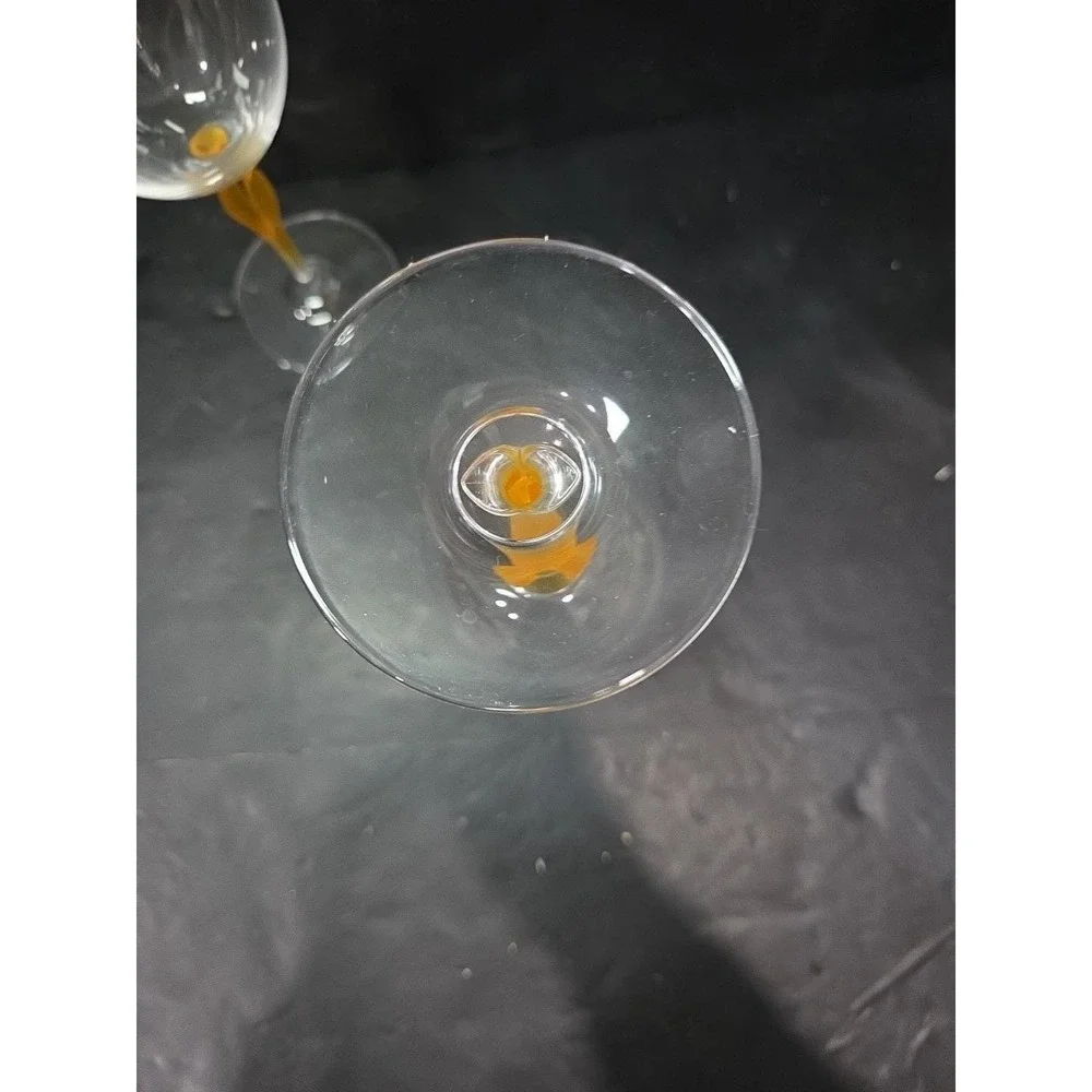 Mikasa Crystal Tuscan Wine Glasses, Yellow Stem Water‎ Glass, Set of 2, Art Deco